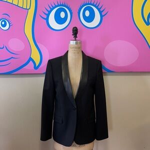 Gucci Black Wool Leather Tuxedo Smoking Jacket